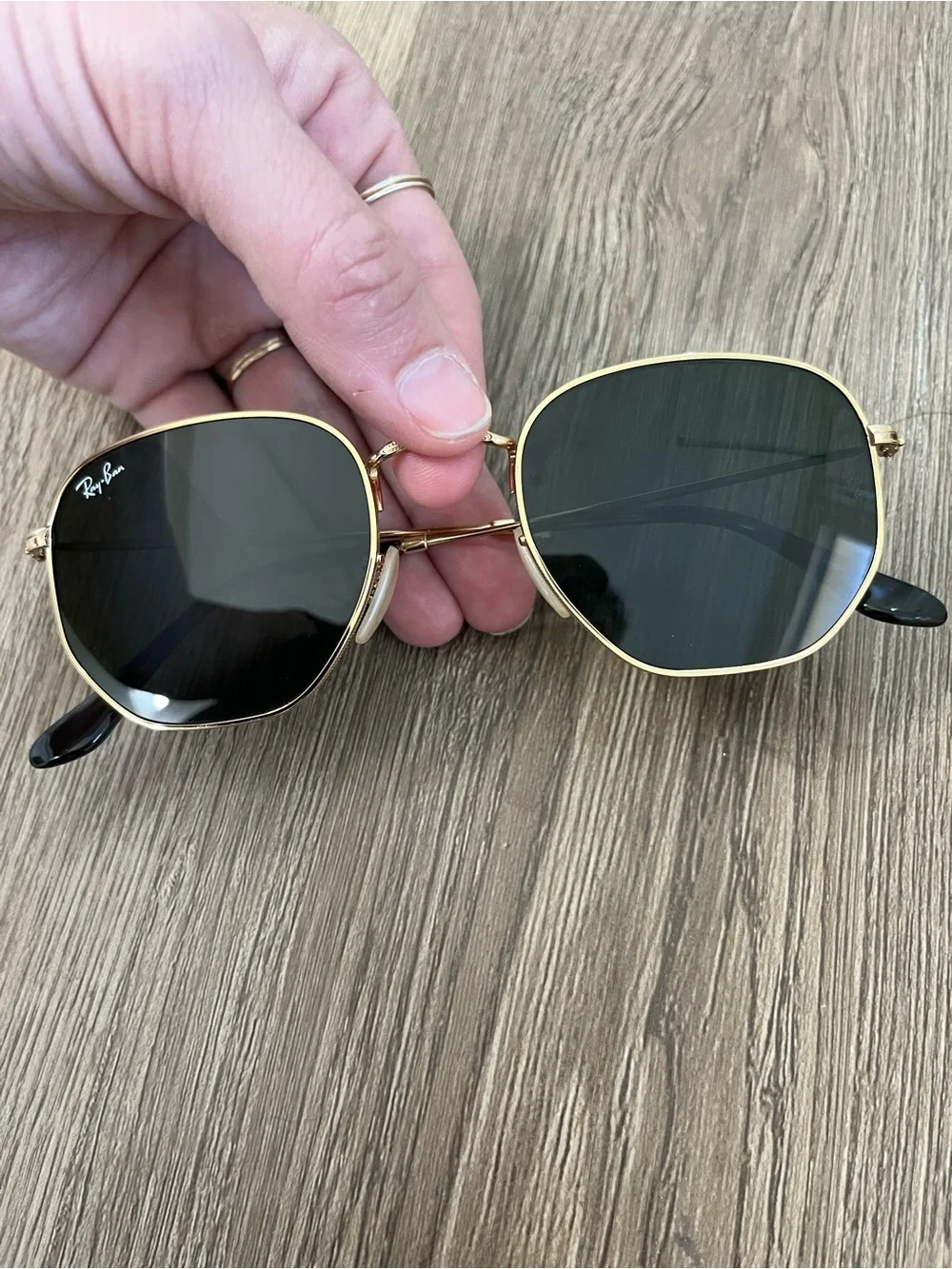 Ray-Ban Hexagonal lenses Gold Frame Sunglasses